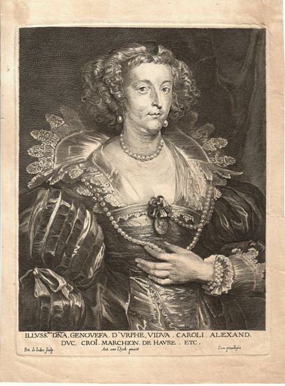 null 32 - Geneviève D'URFÉ, Duchess of CROY, Marquise of HAVRÉ (1597 - 1656). Engraving...