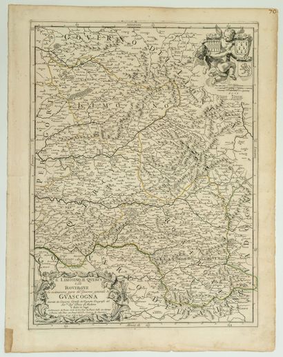 null 80 - Carte Italienne de 1693, du LIMOUSIN, QUERCY, ROUERGUE ET GASCOGNE : «...