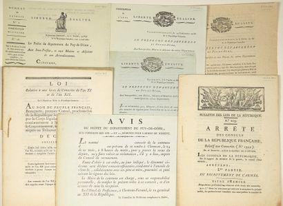 null 273 - PUY-DE-DÔME. 8 Imprimés in-4° sur la CONSCRIPTION MILITAIRE. (1800/ 1804)...