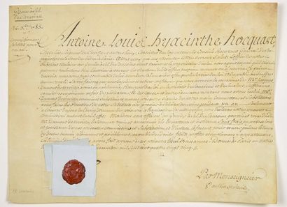 null 194 – CHER. 1785. GRENIER À SEL de SANCOINS. Pièce signée Antoine-Louis-Hyacinthe...