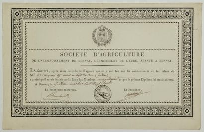 null 363 - EURE. 1823. « SOCIÉTÉ D’AGRICULTURE de l’Arrondissement de BERNAY, séante...
