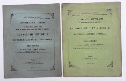 null 467 – LIBRAIRIE CONTREFAÇON LITTÉRAIRE, 1855. 2 Plaquettes imprimées de la Cour...