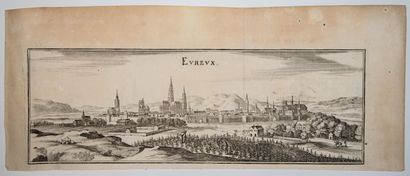 null 42 - EURE. City of "ÉVREUX" (27). 17th century engraving representing the city...