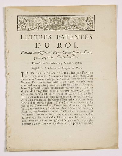 null 160 - CALVADOS. 1769. CONTREBANDE: "Letters Patent of the KING, establishing...