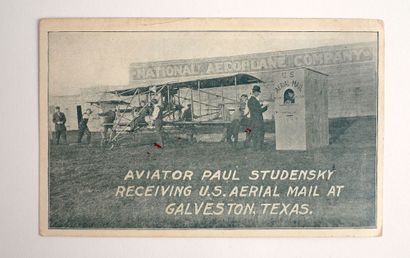null Aviation/Air Mail/Cachet/USA/Texas. Illustrated postcard (plane with post office)...