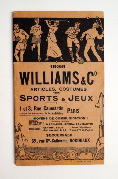 null Omnisport/Equipementier/Golf/Tennis. Superbe catalogue Williams de 1926...En...