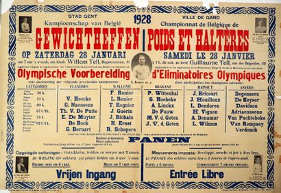 null Weightlifting/Weights/Pre-Olympic/Belgium/Ghent. Canvas poster, bilingual (French,...