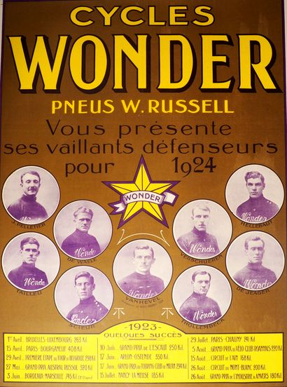 null Cyclisme/Wonder/St Etienne/ De Waele/Van Hevel. Affiche. En 1924, l'équipe Wonder...