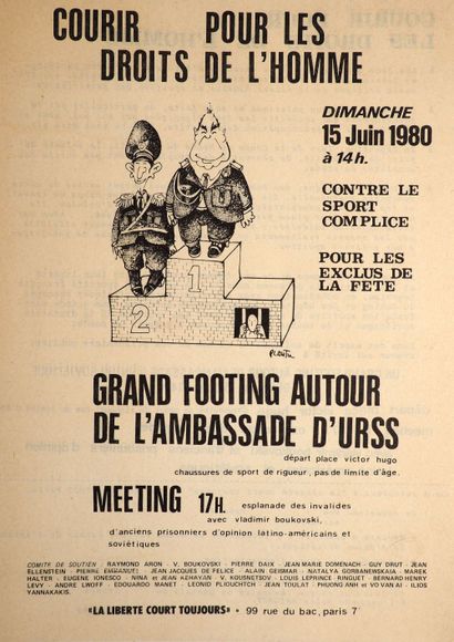 null Jeux Olympiques/Moscou, 1980/ Contre les Jeux/Plantu/Drut, BHL, Domenach. Affichette...