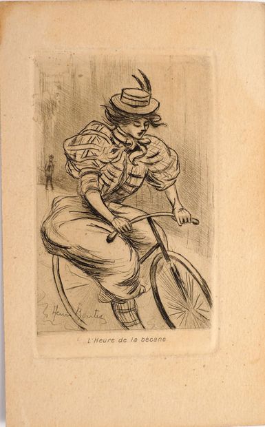 null Sport Féminin/Bicycliste/Boutet. Superbe carte-postale "L'Heure de la bécane"....Une...