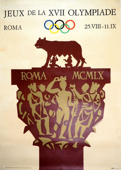 null Jeux Olympiques/ Rome, été 1960. Belle affiche officielle en français :"Jeux...
