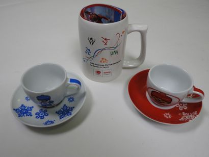 null Olympic Games. Turin 2006, five pieces, a: two different cups and saucers of...