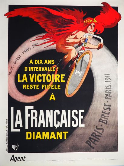 null Cyclisme/PAris-Brest/La Française/Mich/Chatellerault/E/Georget. Sublime lithographie...