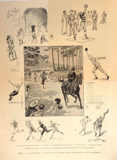 null Olympic Games/Athens, 1896/ Amazing woodcut from "l'Illustration", canvas, it...