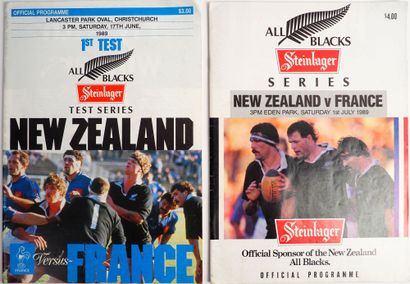 null Rugby/All Blacks/Tournée 1989/Blanco/Sella/MEsnel. Deux programmes des deux...