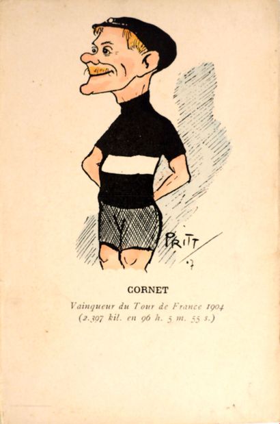 Cyclisme/Cornet/Pritt. Belle carte humoristique...