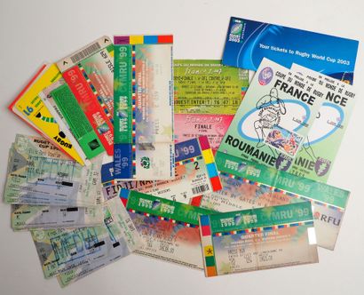 null Rugby/World Cup. Set of 33 tickets, new or cut on 5 World Cups from 1991 to...