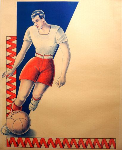 null Football/ Spain. Superb lithograph to be reproduced. Around 1930. One will listen...