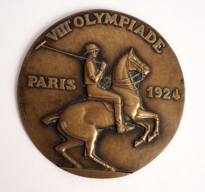 null Summer Olympic Games, Paris 1924/Polo/Mascaux/Medal /Exceptional giant bronze...