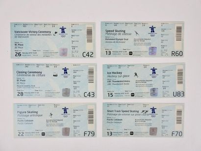 null Olympic Games. Winter. Vancouver 2010. Set of 6 new tickets (7x16,5), figure...