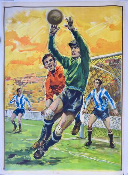 null Football/Spanish / Two original posters with canvas: a) t a great match in the...