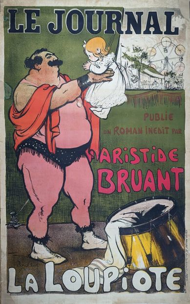 null Wrestling/Haltering/Bruant/Poulbot. Spectacular canvas poster (220x138) of 1908:...