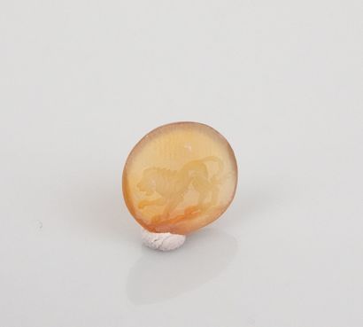 null Intaglio representing a lion with its front paw raised

Very light agate 1.4...