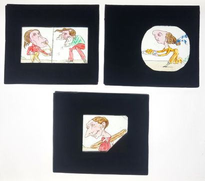 null LANTERNE MAGIQUE / « Caricature Comique » : série de 10 plaques de verre pour...