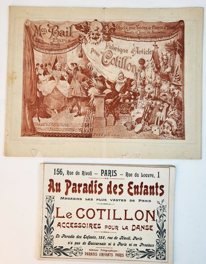 null COTILLONS / Ensemble de 2 catalogues illustrés fin XIX° de maison de vente de...