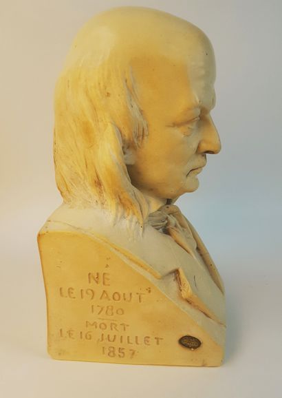 null Pierre-Jean de BERANGER (1780-1857, chansonnier) / Buste en plâtre patiné par...