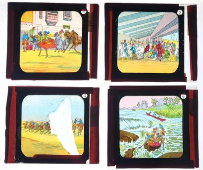 null MAGIC LANTERN / "History of the Slave Trade": rare complete set of 12 glass...