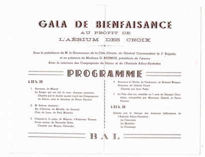 null MERMOZ - GALA MERMOZ ABIDJAN Ivory Coast 1952 / Program (4 p in-8) of the charity...