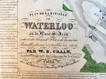 null NAPOLEON - WATERLOO / « Plan de la Bataille de Waterloo » par W.B. Craan, publié...