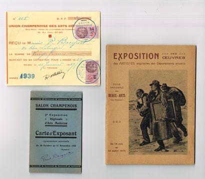 null REIMS - Paul BOCQUET (Reims 1868-1947, painter) / Set of 3 documents: Catalog...