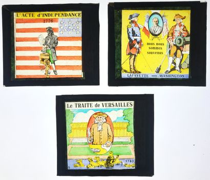 null LANTERNE MAGIQUE / « Histoire des Etats-Unis » : série complète de 13 plaques...