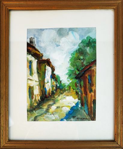 null HAUTE-MARNE – Pierre GIGANT (XIX°, peintre de Haute-Marne) / Gouache originale...