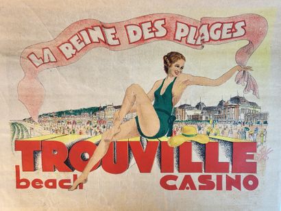 null TROUVILLE 1933 / Vintage poster " Trouville Reine des Plages - Beach Casino...