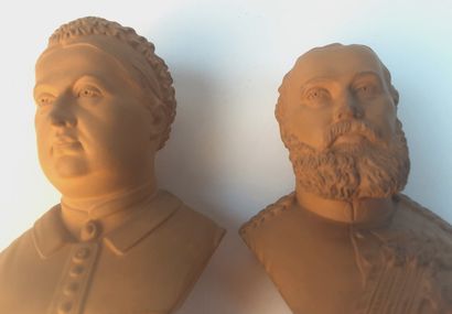 null UNITED KINGDOM - Queen Victoria and Prince of Wales / Pair of 19th century terracottas...