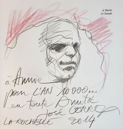 null Léo FERRÉ / 1°) Lithographie originale sur vélin le représentant par Jacques...