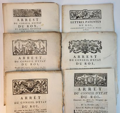 null CURRENCIES - Ancien-Régime / Set of 11 prints 1738-1789 (printed in Paris),...