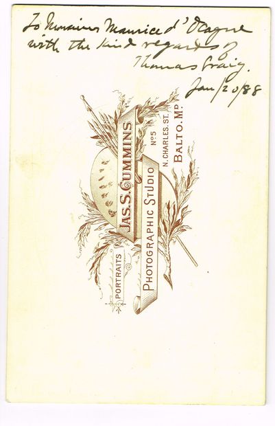 null MATHEMATICS - Thomas CRAIG (1855-1900, American mathematician) / Original cabinet-sized...