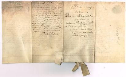 null PAYS-BAS - POLDER / Charte sur vélin (38 x 19 cm) avec sceau à sec : Vente en 1772 par Jan...