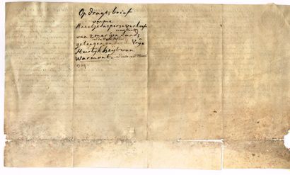 null PAYS-BAS – POLDER / Charte sur vélin (37 x 21,5 cm), sceau à sec : Vente en 1734 de...