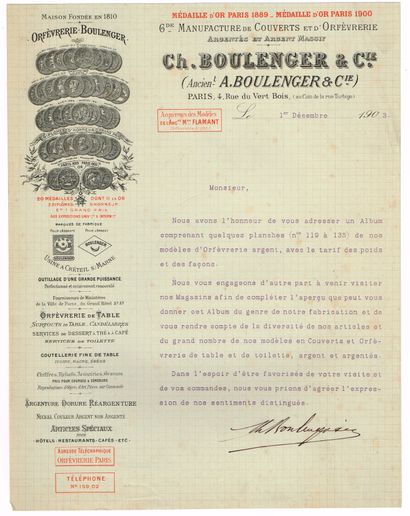 null BOULENGER SILVERWARE / Catalogue-album bound in full brown percaline, 28 p in-fol...