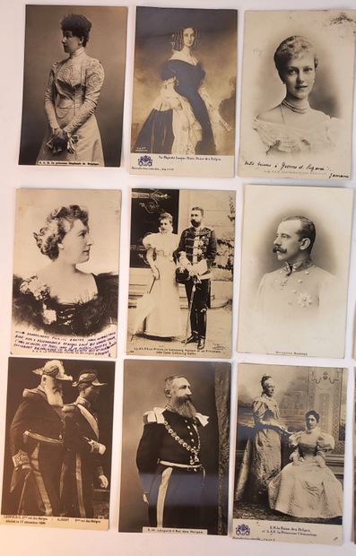 null BELGIQUE – Famille Royale / Exceptionnel ensemble de 57 photos sur cartes postales,...