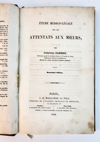 null MŒURS - Ambroise TARDIEU (1818-1879, physician) / " Etude médico-légale sur...