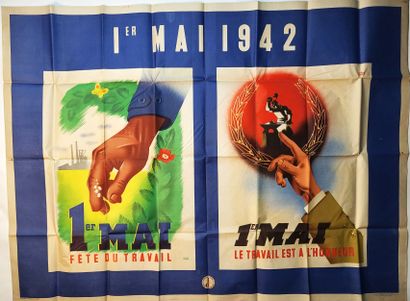 EPOQUE VICHY – 1er MAI 1942 / Affiche illustrée...