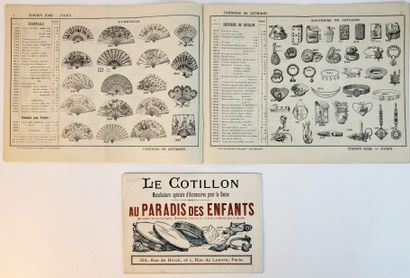 null COTILLONS / Ensemble de 2 catalogues illustrés fin XIX° de maison de vente de...