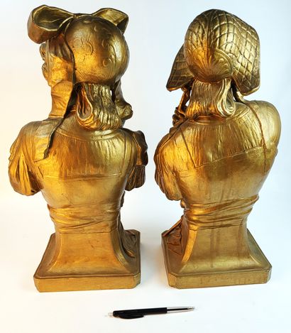 null ALSACE-LORRAINE – Gustave TROUILLARD (XIX°, sculpteur élève de Gechter) / Paire...