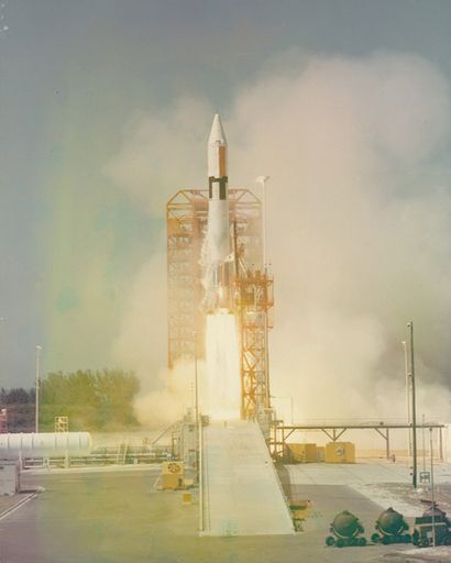 NASA Nasa. Rocket takeoff from Cape Kennedy. Circa 1965. chromogenic print of the...